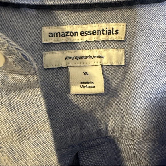 Slim Button Down Long Sleeve Shirt Blue Casual Work Career Cotton Collared XL - Picture 4 of 6